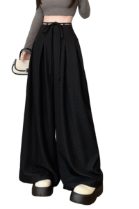 High Waist Wide Leg Pleated Palazzo Pants for Women high waist wide leg pleated palazzo pants for women